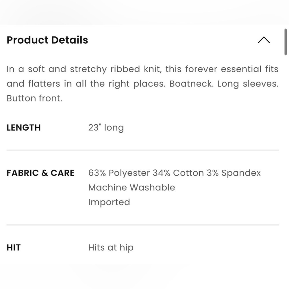 LOFT Ribbed Boatneck Button Top - Picture 2 of 7